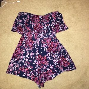 Strapless floral romper